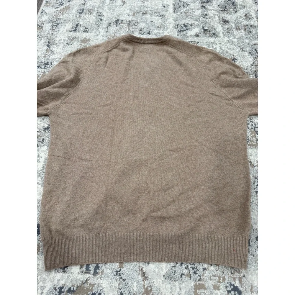 Alan Paine Mens 2XT Pure Cashmere V-Neck Sweater Tan Brown Made in Great Britain